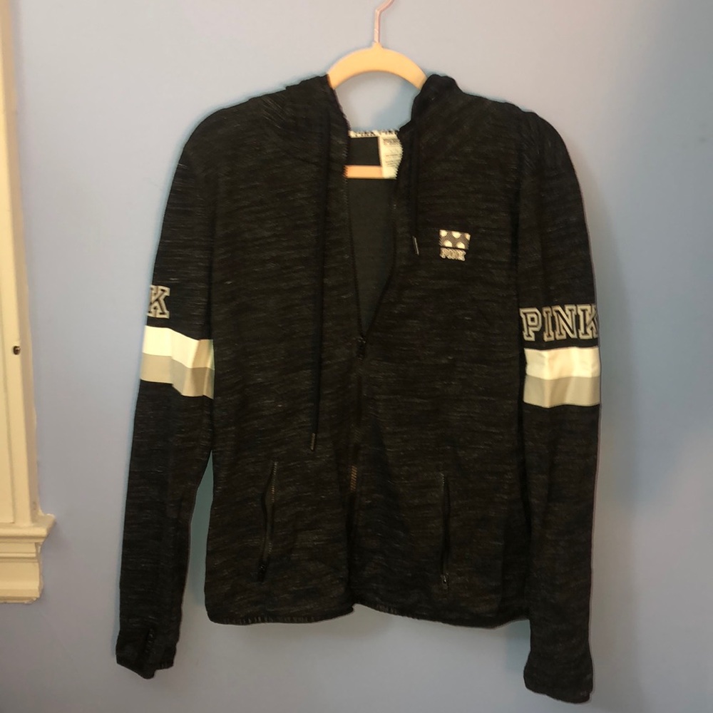 PINK black zip up sweater